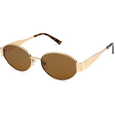 SOJOS Retro Oval Metall Sonnenbrille Damen Herren Trendy Classic UV400 Schutz