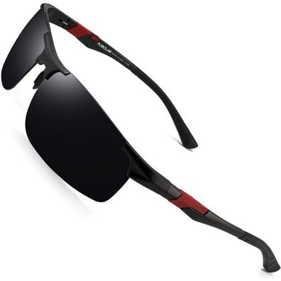 Pukclar Herren Sport Sonnenbrille, Al-Mg Metall Rechteckig, Polarisiert, Cat 3