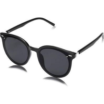 SOJOS Klassisch Retro Runde Sonnenbrille Damen Herren Groß SJ2067 C1 Schwarz
