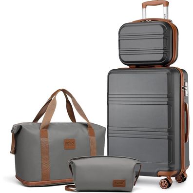 KONO 4-teiliges Reisekoffer Set mit Handgepäck (55cm), Beautycase und