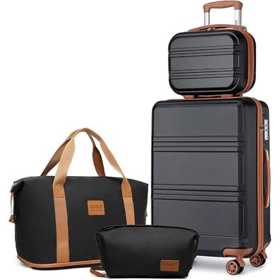 KONO 4-teiliges Reisekoffer Set mit Handgepäck, Beautycase und Kulturbeutel