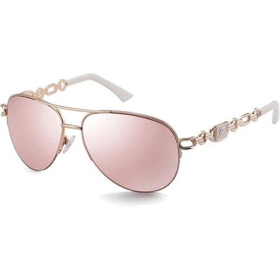Fonhcoo Verspiegelte Vintage Pilotenbrille Damen - Gold/Pink Verspiegelt, UV400