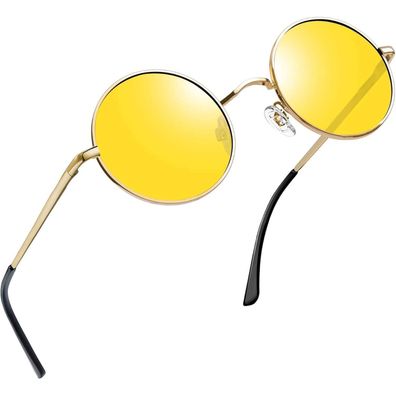 Joopin Retro Runde Sonnenbrille Herren Damen Vintage Steampunk Hippie mit