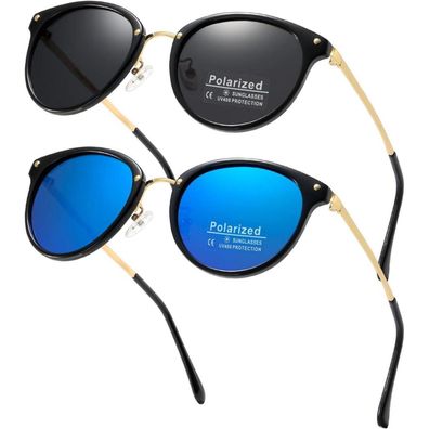Cleoxyge Polarisierte Sonnenbrille Damen Herren Vintage Elegant Metallrahmen