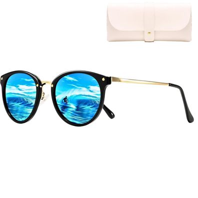 Cleoxyge Polarisierte Sonnenbrille Damen Herren Vintage Elegant Metallrahmen