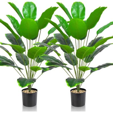 Lighterday Set mit 2 großen künstlichen Bananenblättern, 90 cm hoch, für Deko