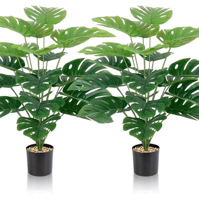 Lighterday Set mit 2 künstlichen Monstera Pflanzen, 85 cm hoch, für Deko