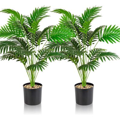 Lighterday Set 2x Künstliche Palme 90cm - Große Kunstpflanzen für Drinnen