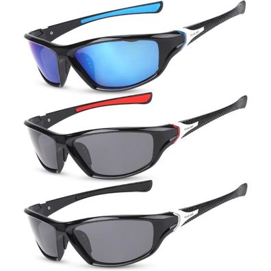 Camptrip 3 Paar Sport Sonnenbrille Herren Damen UV 400 Polarisierte Brille für