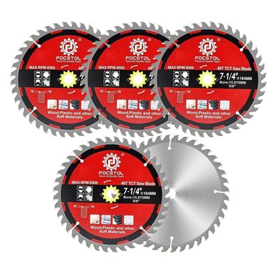 Focstol Kreissägeblatt 184mm x 15,875mm - 5 Stück, 40 Zähne für Holz