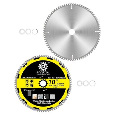 Focstol Kreissägeblatt 255mm x 30mm, 80 Zähne - 2 Stück für Holz, Sperrholz