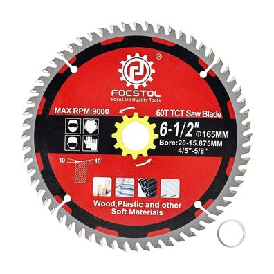Focstol Kreissägeblatt für Holz 165mm x 20/15,875mm, 60 Zähne für Sperrholz