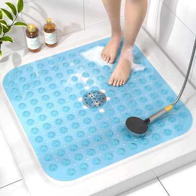 Hitslam Duschmatte 53x53cm rutschfest, BPA Frei, Maschinenwaschbar, Blau