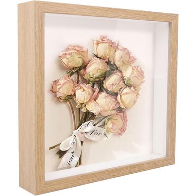 Hfdongl 3D Bilderrahmen zum Befüllen 20x20 cm, tiefer Holzrahmen für Fotos und
