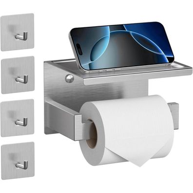 Hitslam Toilettenpapierhalter ohne Bohren, Edelstahl selbstklebend mit Ablage
