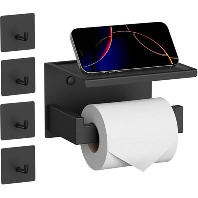 Hitslam Toilettenpapierhalter ohne Bohren aus Edelstahl mit Ablage und 4