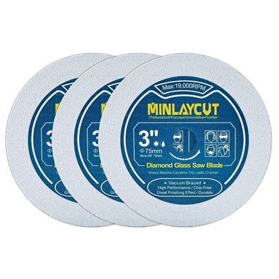 Minlaycut Diamant-Glasschneidescheibe 3 Stück, 75mm Sägeblätter für
