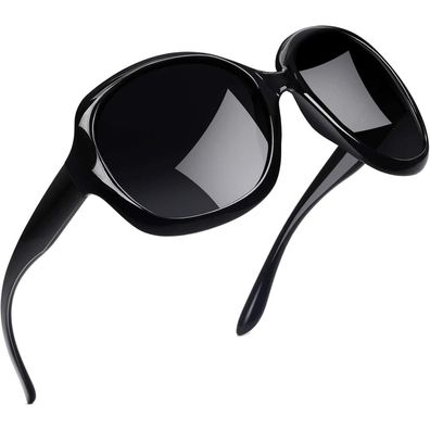 Joopin Übergroße Damen Sonnenbrille - Modern, Polarisiert, UV400 Schutz, Schwarz