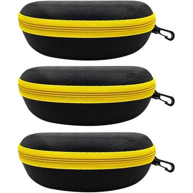 EKdirect 3er Pack Brillenetui Hartschale mit Gürtelclip, Gelb