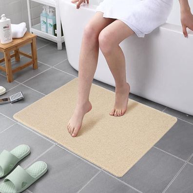 Hitslam Duschmatte rutschfest, 80x60cm, Beige - Weiche PVC-Luffa