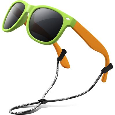 RIVBOS Kinder polarisierte Sonnenbrille mit Riemen, RBK004 004-2 Grün