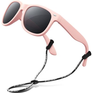 RIVBOS Kinder Polarisierte Sonnenbrille mit Riemen, Hellrosa (RBK004 004-2)