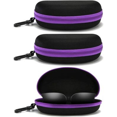 EKdirect 3er Pack Hartschalen Brillenetui mit Reißverschluss und Gürtelclip