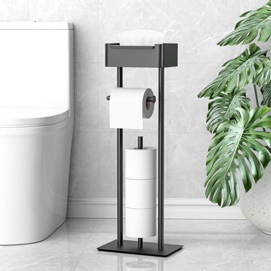 Funpala Stehender Toilettenpapierhalter aus Edelstahl mit Feuchttücherbox