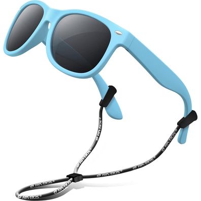 RIVBOS Kinder Polarisierte Sonnenbrille mit Riemen RBK004 004-2 Hellblau - UV