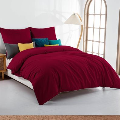 Soifox Bettwäsche-Set 140x200 cm Rot - Bügelfrei & Knitterfrei aus Mikrofaser