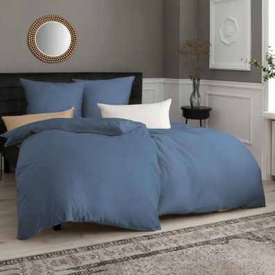 Soifox Bettwäsche 4-teilig Hellblau 135x200 cm Mikrofaser bügelfrei mit