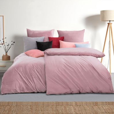 Soifox Bettwäsche 4-teilig 135x200 cm Rosa - Bügelfrei & Knitterfrei Mikrofaser