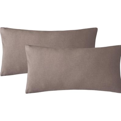 Soulful Kissenbezug 40x80 cm, 100% Baumwolle, Stone Washed Optik, Kaffee