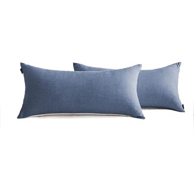 Soulful Kissenbezug 40x80 cm Baumwolle Denim Blue, 2 teilig mit Reißverschluss