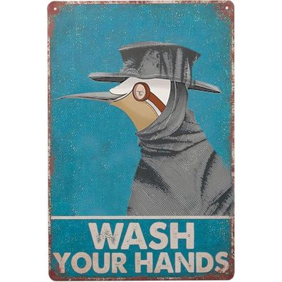 Yiruhe Pestarzt "Wash Your Hands" Vintage Blechschild 20x30cm - Dekoration für