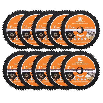 Brschnitt HSS Kreissägeblatt 75mm, 10 Stück Trennscheiben für Holz, Kupfer