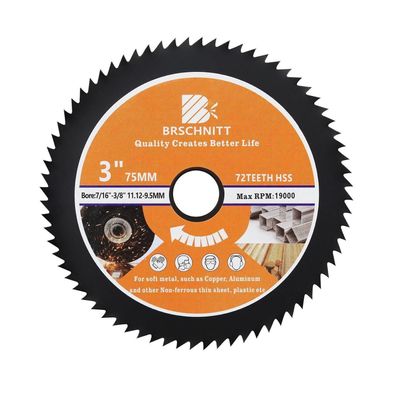 Brschnitt HSS Kreissägeblatt 75mm, 11.12-9.5mm Bohrung, für Holz, Metall