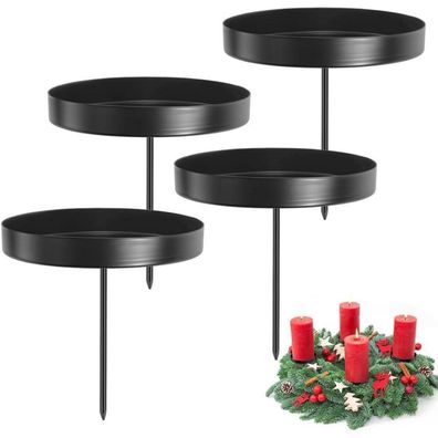 Aongray Kerzenhalter Adventskranz 4er Set, Metall Schwarz, 8cm Kerzenteller mit