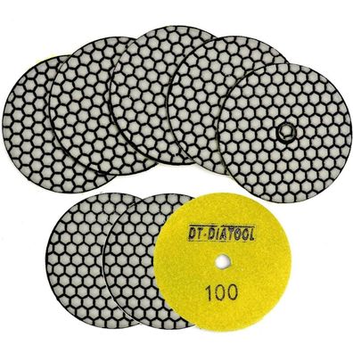 DT-DIATOOL Trockene Diamant Schleifpads 100mm #100, 8 Stück für Granit, Marmor