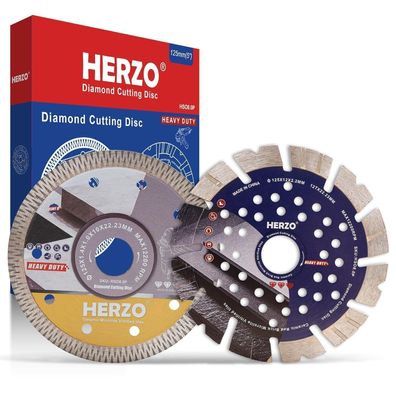 HERZO 2er Set Diamant Trennscheibe 125mm für Keramik, Fliesen, Granit & Marmor