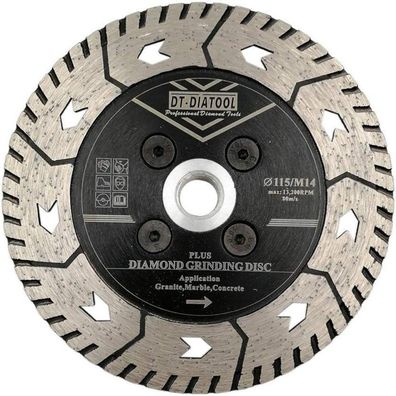 DT-DIATOOL Diamant Trennscheibe 115mm M14, Doppelseitiges Sägeblatt für Stein