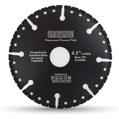 DT-DIATOOL Diamant-Trennscheibe 115mm, Mehrzweck für Stahlbeton, Metall, Alu
