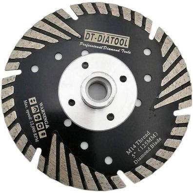 DT-DIATOOL Diamant Trennscheibe 125 mm M14 Turbo Sägeblatt für Granit, Marmor