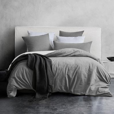 Soulful Bettwäsche-Set 135x200 cm, 4-teilig, 100% Baumwolle, Rauchgrau, Stone