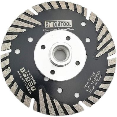 DT-DIATOOL Diamant Trennscheibe 115 mm Turbo M14 mit Schutzzähnen für Beton