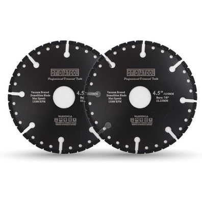DT-DIATOOL Diamant-Trennscheiben 2 Stk. 115 mm für Stahlbeton, Metall, PVC und