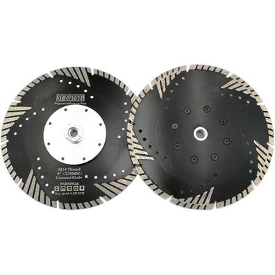 DT-DIATOOL Diamant Trennscheibe 230 mm M14 Turbo Sägeblatt mit Schutzzähnen (2