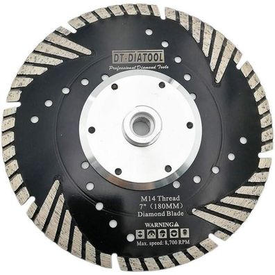 DT-DIATOOL Diamant Trennscheibe 180mm Turbo M14 mit Schutzzähnen für Beton