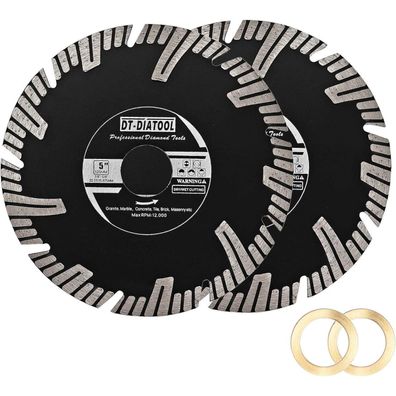 DT-DIATOOL Diamant Sägeblatt 125mm Turbo für Granit, Marmor, Beton, Mauerwerk