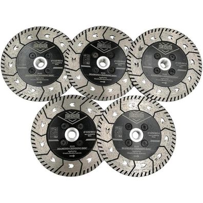 DT-DIATOOL Diamant Trennscheibe 5er Set 125mm M14 für harte Materialien